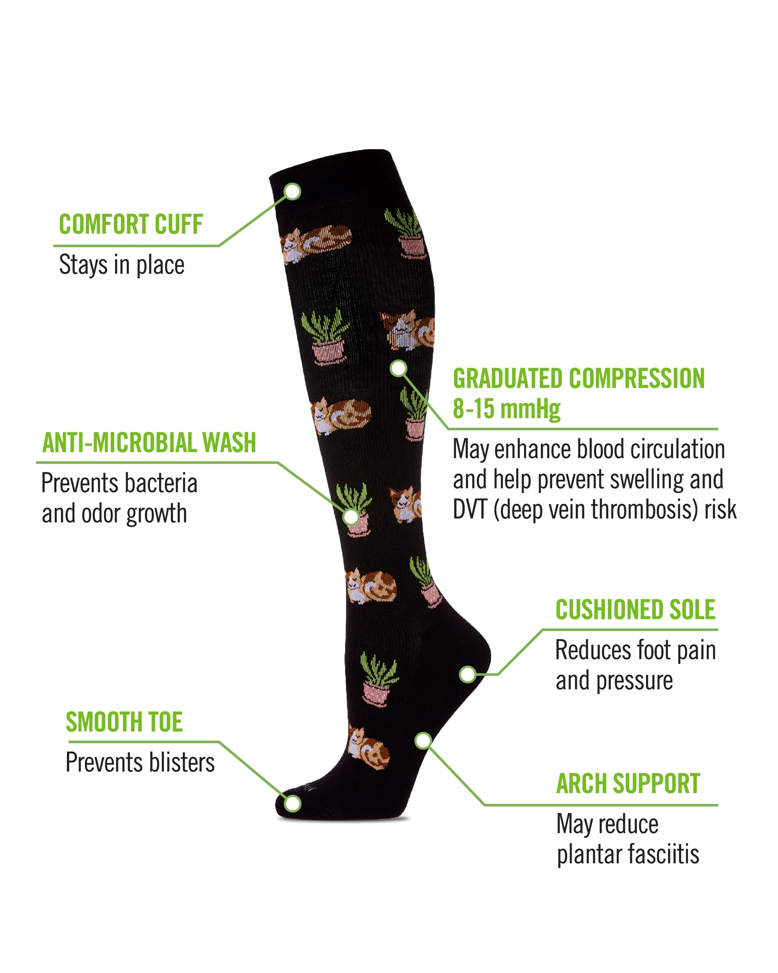 Women's Catnap Bamboo Blend 8-15mmHg Graduated Compression Socks