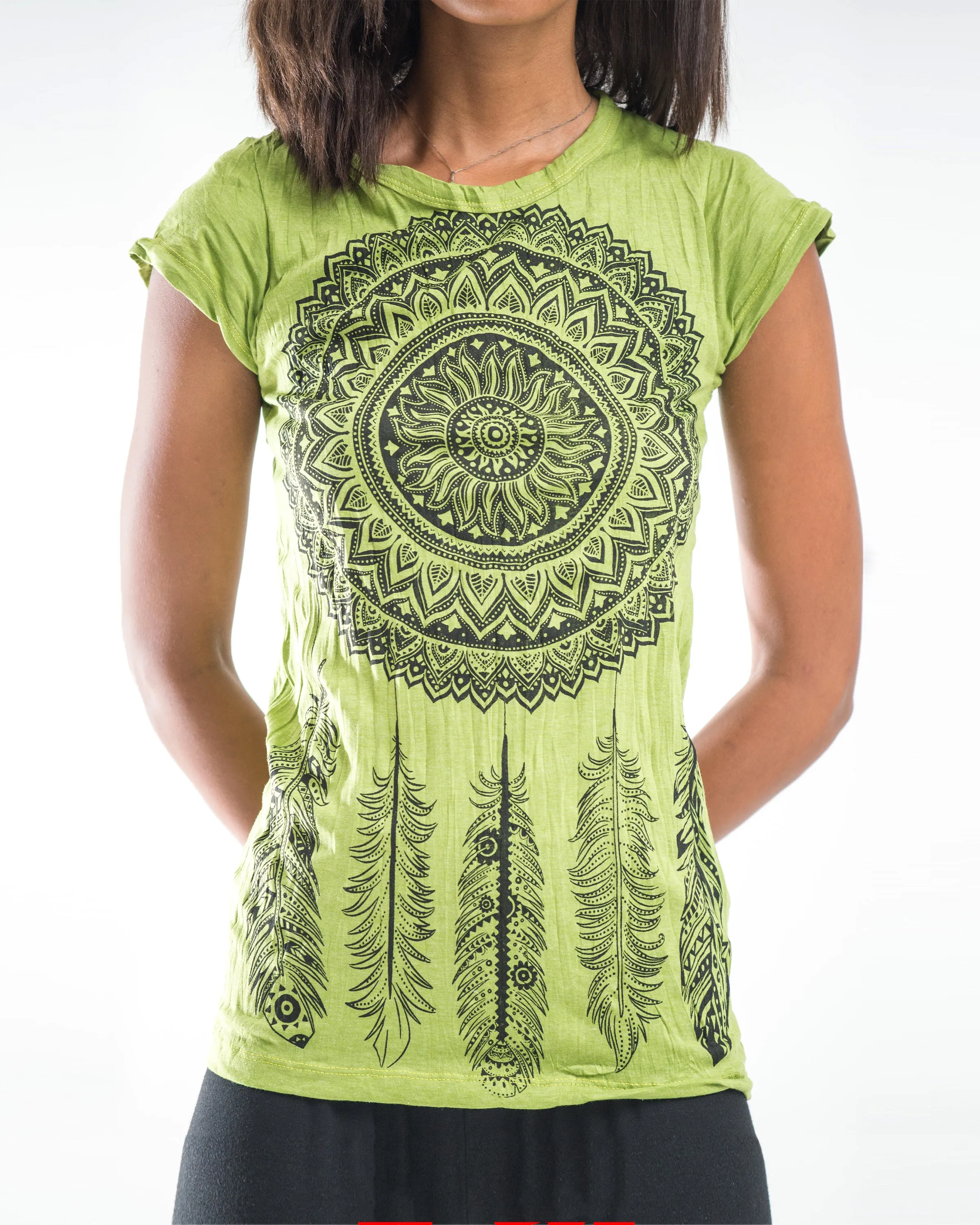 Womens Dreamcatcher T-Shirt in Lime