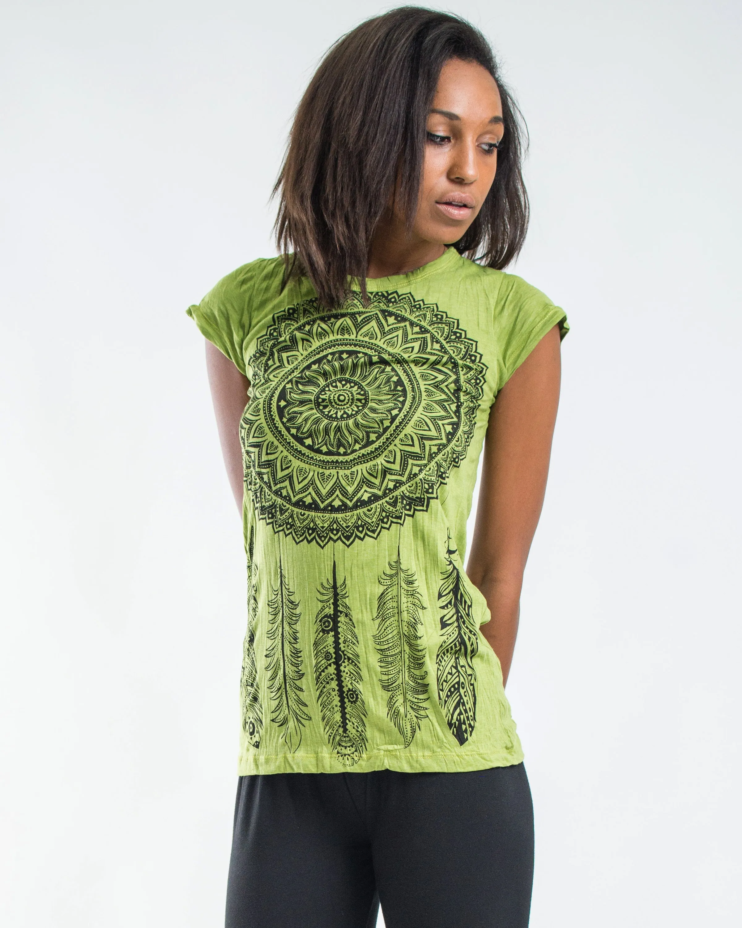 Womens Dreamcatcher T-Shirt in Lime