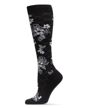 Women's Floral Link Nylon 15-20mmHg Graduated Compression Socks