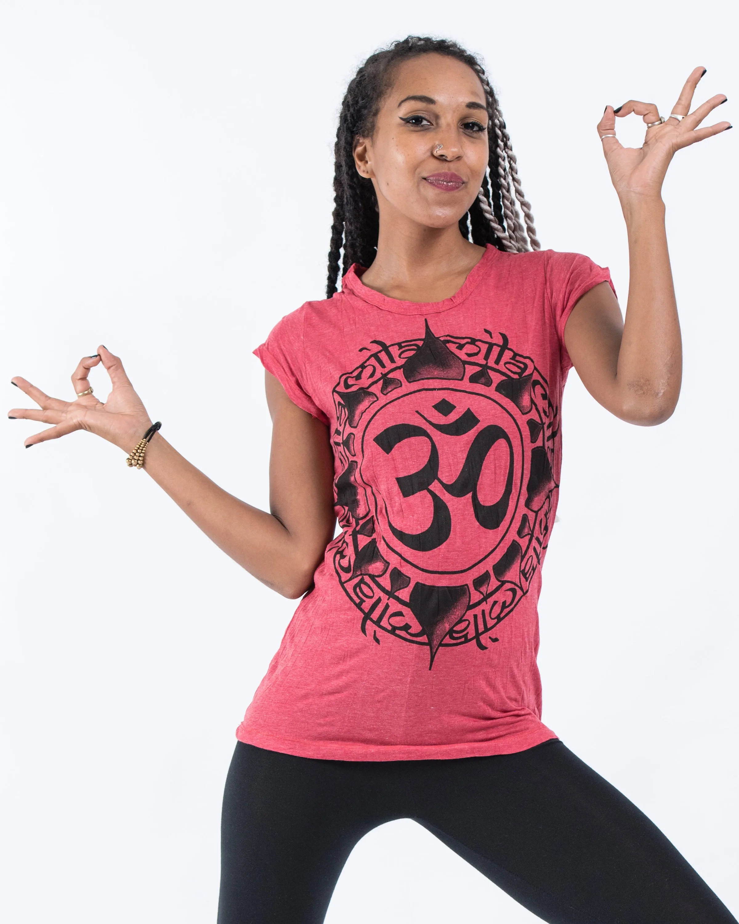 Womens Infinitee Om T-Shirt in Red