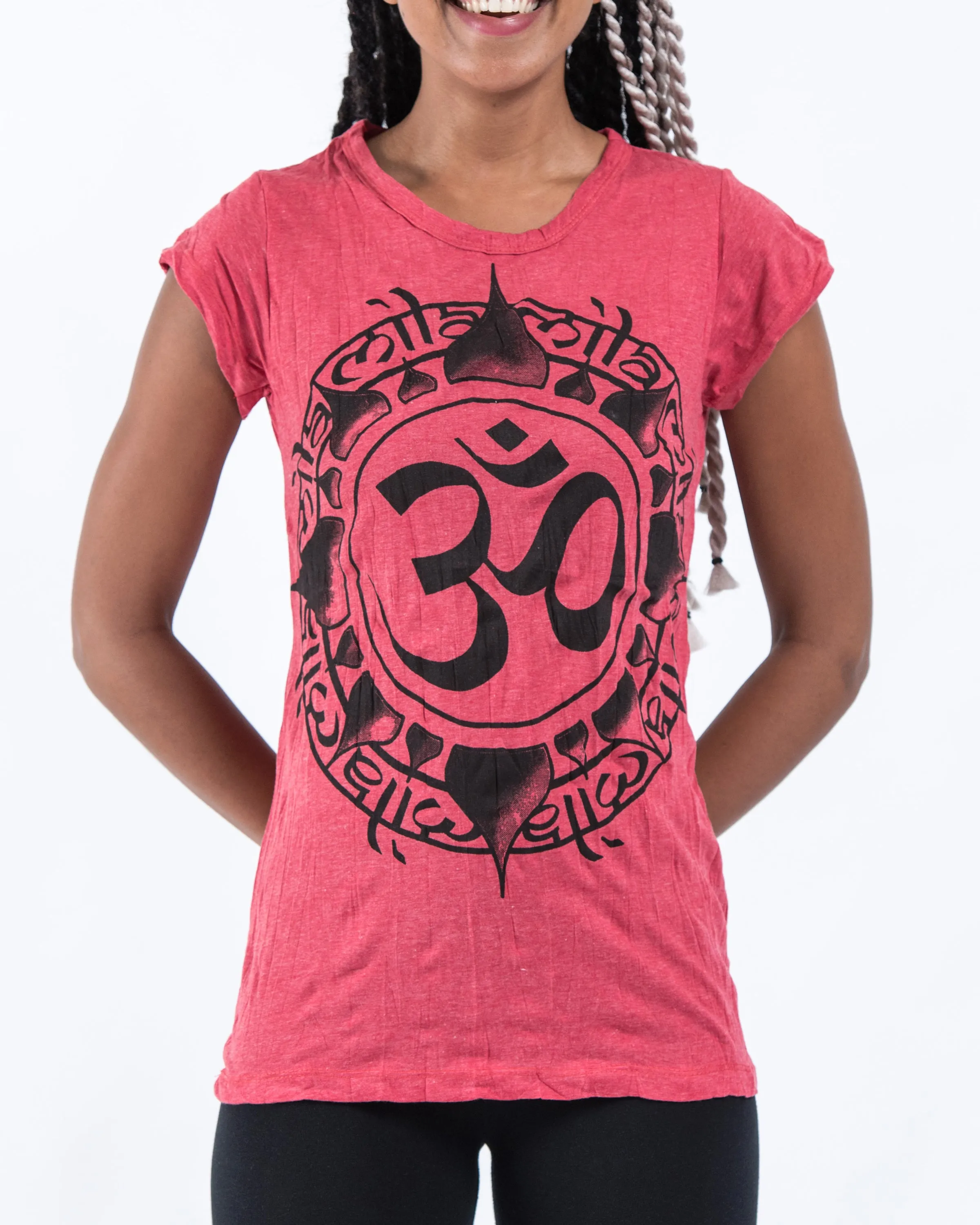 Womens Infinitee Om T-Shirt in Red